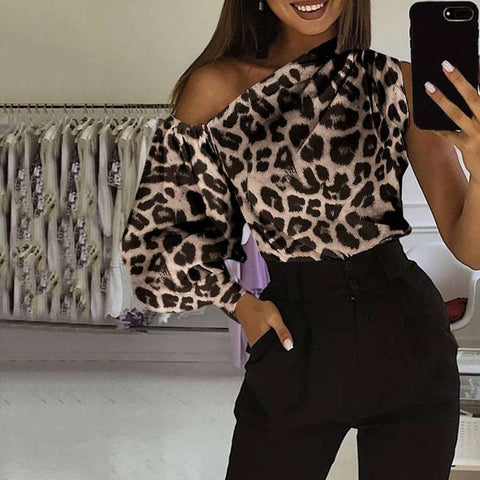 Blusa Solta Manga Única Bufante Animal Print Onça