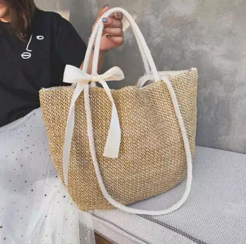 Bolsa Grande de Ombro em Palha Praia