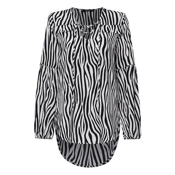 Camisa Alongada Manga Longa Bufante Animal Print Zebra